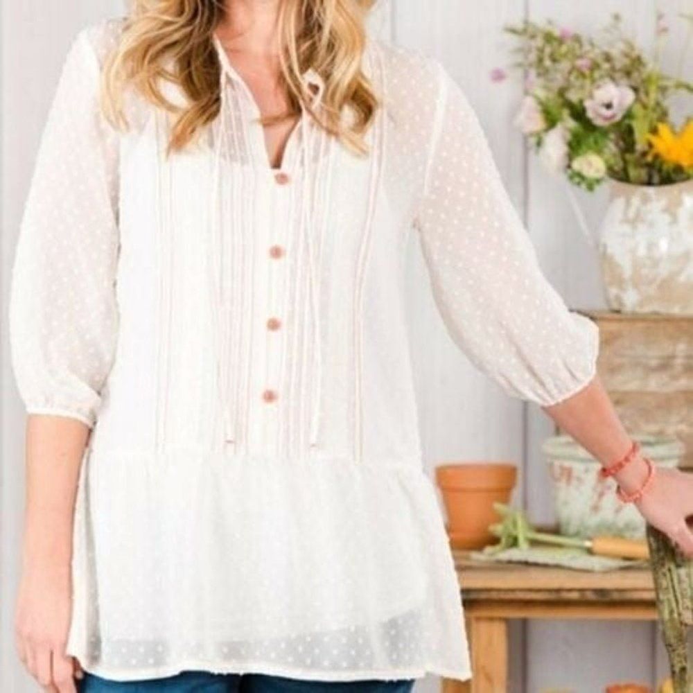 Matilda Jane Light The Way Swiss Dot Top Size M